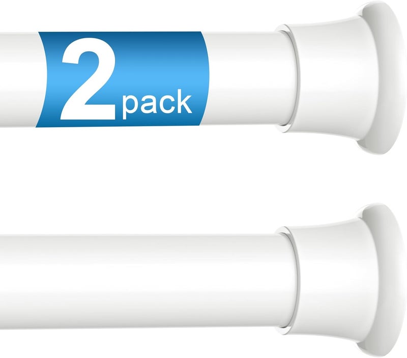 ZipGlo Spring Tension Rods 24-46 Inch, 2Pcs White Adjustable Tension Curtain Rod, Spring Curtain Rods No Drilling Expandable Pressure Spring Tension Rods for Curtains, Closet, Kitchen, Doorway - Image 1